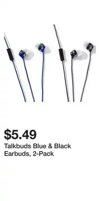 Big Lots Talkbuds blue & black earbuds, 2-pack offer
