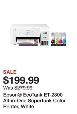 Office Depot Epson® ecotank et-2800 all-in-one supertank color printer, white offer