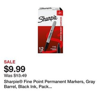 Office Depot Sharpie® fine point permanent markers, gray barrel, black ink, pack of 12 offer