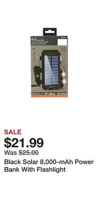 Big Lots Black solar 8,000-mah power bank with flashlight offer