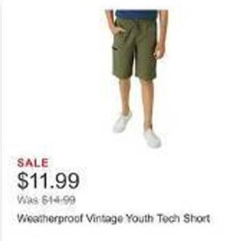 Costco Weatherproof Vintage Youth Tech Short offer