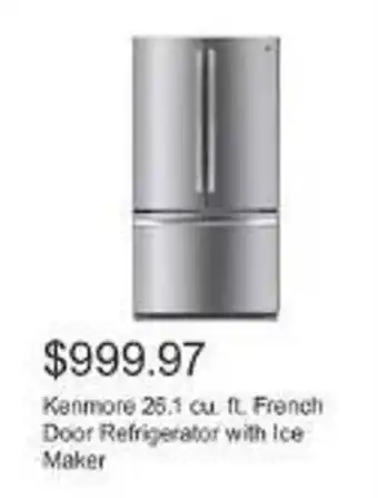 Costco Kenmore 25.1 cu. ft. French Door Refrigerator with Ice Maker offer