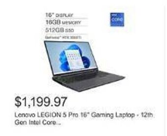 Costco Lenovo LEGION 5 Pro 16 Gaming Laptop - 12th. Gen Intel Core... offer