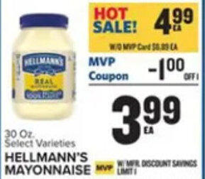 Food Lion HELLMANN'S MAYONNAISE 30 oz offer