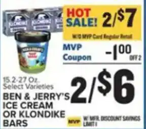 Food Lion BEN & JERRY'S ICE CREAM OR KLONDIKE BARS offer