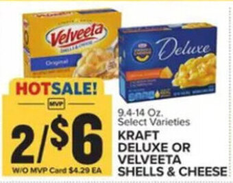 Food Lion KRAFT DELUXE OR VELVEETA SHELLS & CHEESE 9.4-14 oz offer