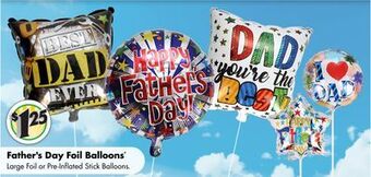 Dollar Tree Father's day foil balloons offer