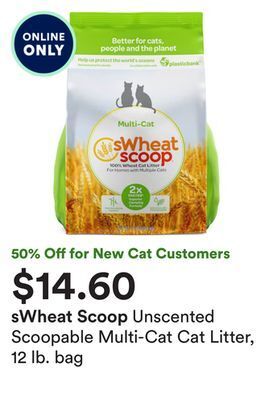 Petco Unscented scoopable multi-cat cat litter, 12 lb. bag offer