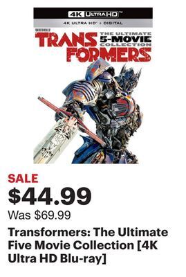 Best Buy Transformers: the ultimate five movie collection [4k ultra hd blu-ray] offer