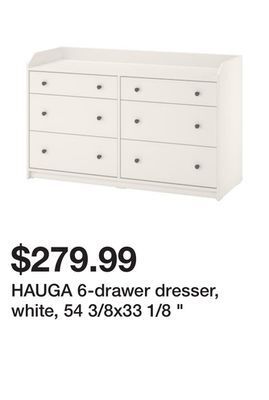 Ikea Hauga 6-drawer dresser, white, 54 3/8x33 1/8 offer