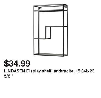 Ikea Lindåsen display shelf, anthracite, 15 3/4x23 5/8 offer