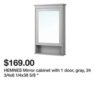Ikea Hemnes mirror cabinet with 1 door, gray, 24 3/4x6 1/4x38 5/8 offer