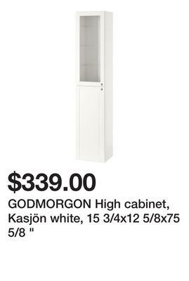 Ikea Godmorgon high cabinet, kasjön white, 15 3/4x12 5/8x75 5/8 offer