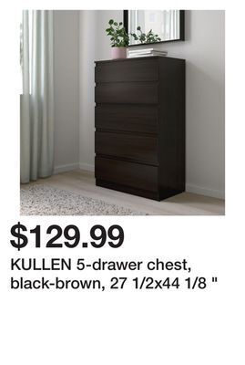 Ikea Kullen 5-drawer chest, black-brown, 27 1/2x44 1/8 offer