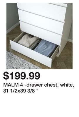 Ikea Malm 4 -drawer chest, white, 31 1/2x39 3/8 offer