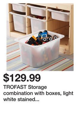 Ikea Trofast storage combination with boxes, light white stained pine/white, 36 5/8x17 3/8x20 1/2 offer