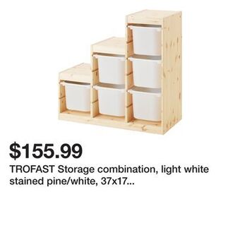 Ikea Trofast storage combination, light white stained pine/white, 37x17 3/8x35 7/8 offer