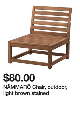 Ikea Nämmarö chair, outdoor, light brown stained offer