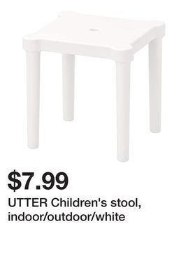 Ikea Utter children's stool, indoor/outdoor/white offer