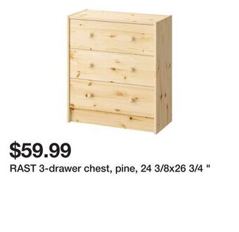 Ikea Rast 3-drawer chest, pine, 24 3/8x26 3/4 offer