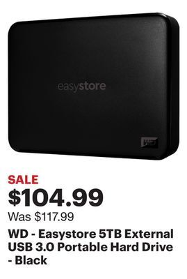 Best Buy Wd - easystore 5tb external usb 3.0 portable hard drive - black offer