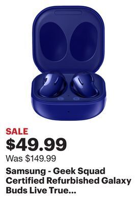 Best Buy Samsung - geek squad certified refurbished galaxy buds live true wireless earbud headphones - blue offer