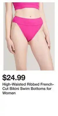 Old Navy High-waisted ribbed french-cut bikini swim bottoms for women offer