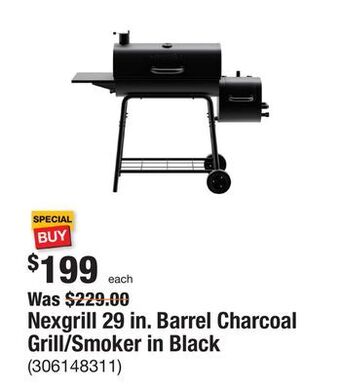 The Home Depot Nexgrill 29 in. barrel charcoal grill/smoker in black offer