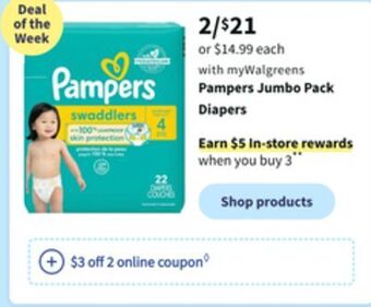 Walgreens Pampers jumbo pack diapers offer