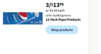 Walgreens 12-pack pepsi products offer