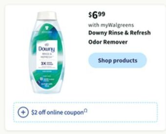 Walgreens Downy rinse & refresh odor remover offer