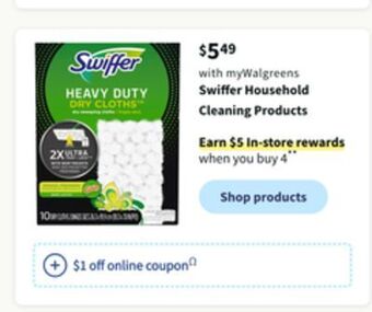 Walgreens Swiffer household cleaning products offer