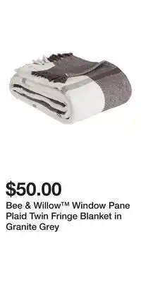 Bed Bath & Beyond Bee & willow™ window pane plaid twin fringe blanket in granite grey offer