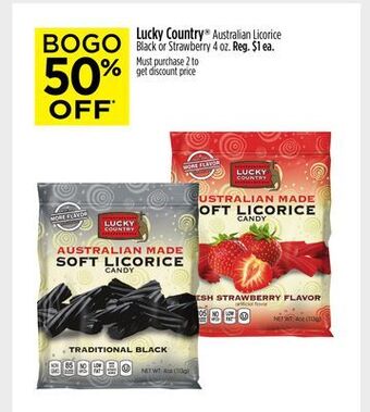 Dollar General Lucky country® australian licorice black or strawberry offer