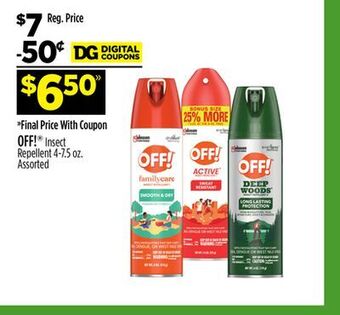 Dollar General Off!® insect repellent offer