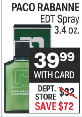 CVS Paco rabanne edt spray 3.4 oz. offer