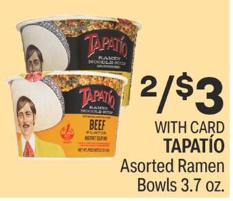 CVS Tapatío asorted ramen bowls 3.7 oz. offer