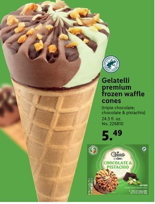 Lidl Gelatelli premium frozen waffle cones offer