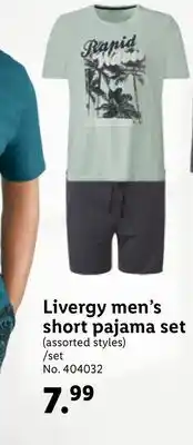 Lidl Livergy men's short pajama set/set offer