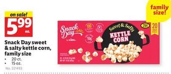 Lidl Snack day sweet & salty kettle corn, family size offer