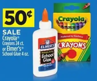 Dollar General Crayola Crayons, Elmer's School Glue 4 oz offer