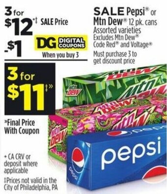 Dollar General Pepsi Mtn Dew offer