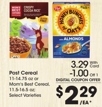 Kroger Post cereal offer