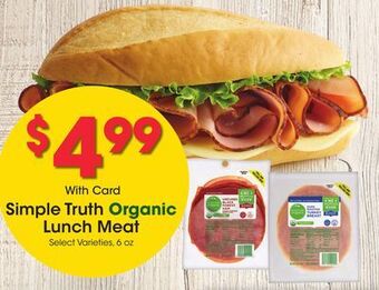 Kroger Simple truth organic lunch meat offer
