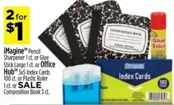 Dollar General Pencil Sharpener, Office Hub 3x5 Index Cards, Composition Book offer
