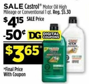 Dollar General Castrol Motor Oil High Mileage Or Conventional offer