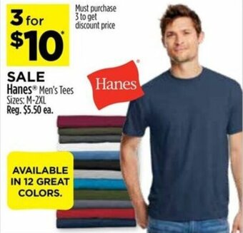 Dollar General Hanes Men's Tees offer