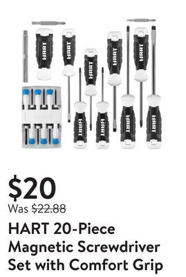 Walmart Hart 20-piece magnetic screwdriver set with comfort grip offer