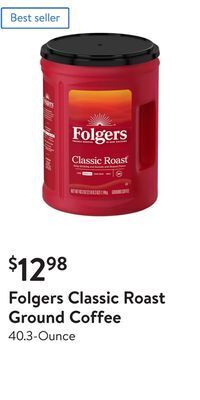 Walmart Folgers classic roast ground coffee offer