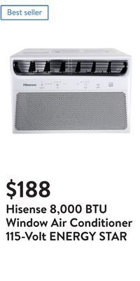 Walmart Hisense 8,000 btu window air conditioner 115-volt energy star offer